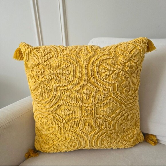 Opalhouse Jungalow Arabesque Pattern Textured Square Pillow Cover Yellow 18x18 - Picture 1 of 7